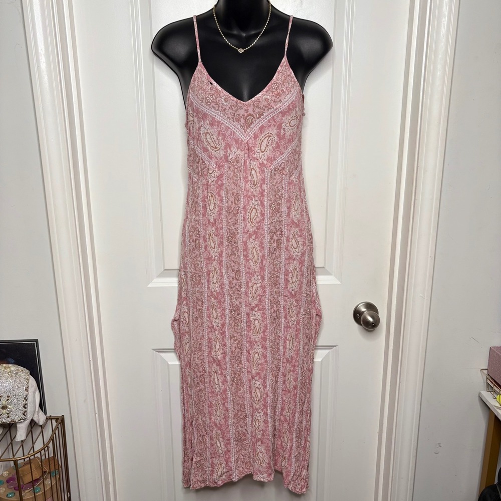 Knox Rose Pink Paisley Handkerchief Hem Boho Dress Whimsical Fairycore Cowgirl M